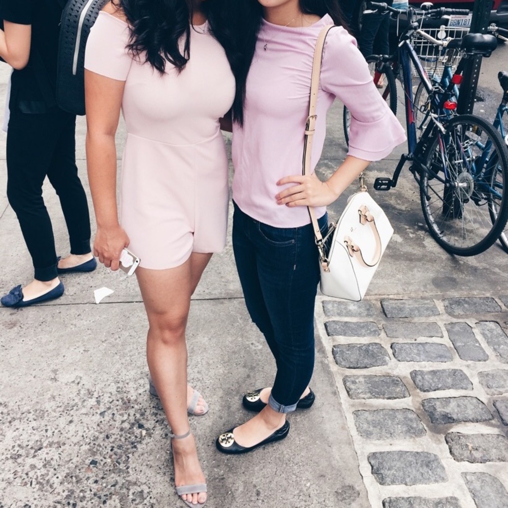 ZARA POWDER PINK ROMPER WITH SIDE SLEEVES